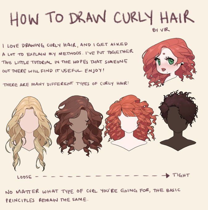 how to draw curly hair for girls with red hair and green eyes, in three different styles