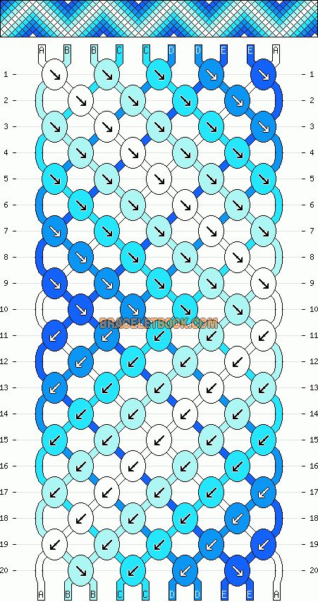 a blue and white crochet pattern with circles