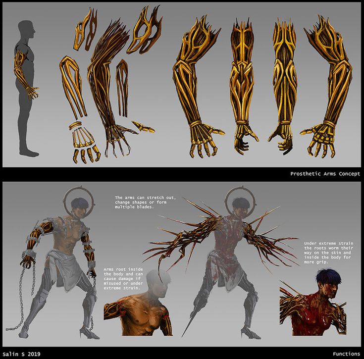 the concept art for an alien creature is shown in three different views, including hands and legs