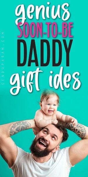 a man holding a baby in his arms with the words genius son to be daddy gift ideas