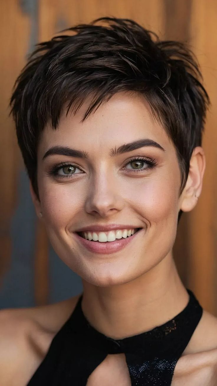 Short Pixie With Short Bangs, Short Rounded Haircut, Pixie Bangs Short, Short Hair With Color Ideas, Pixie With Bangs Round Face, Short Hairstyle For Thinner Hair, Discover Style Ideas, Very Short Hairstyle Women, Short Hairstyle Women 2024