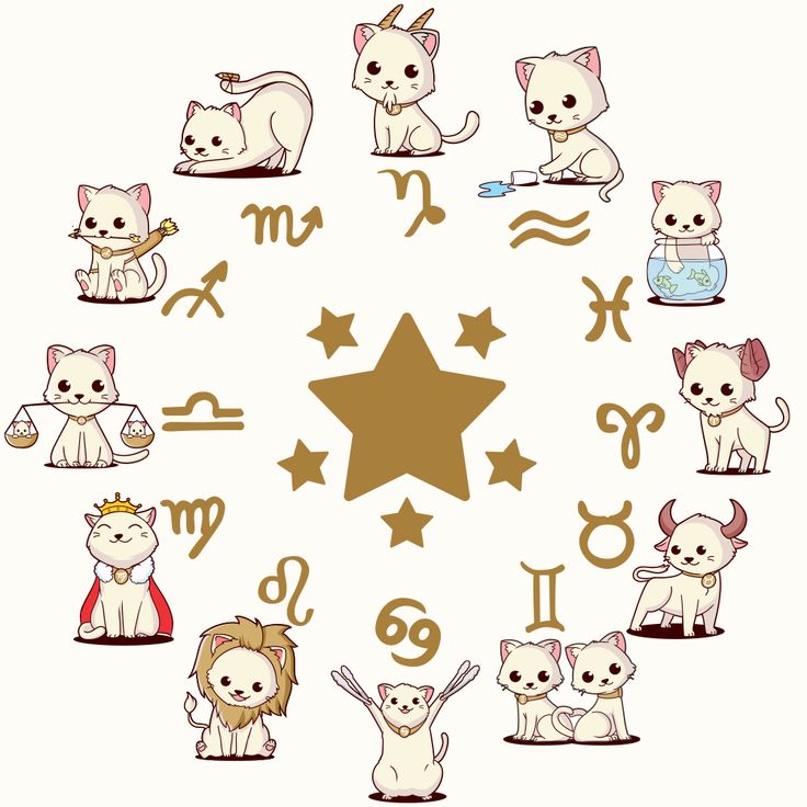 zodiac signs and astro symbols arranged in a circle on a white background with gold stars