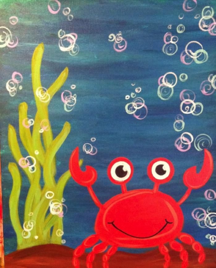 a painting of a crab under the sea