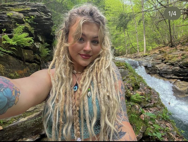 Blond Dreads, Asian Blonde, Hippie Dreads, Curly Locs, Partial Dreads, Blonde Dreads, Wool Dreads, Beautiful Dreadlocks, Tattooed Women