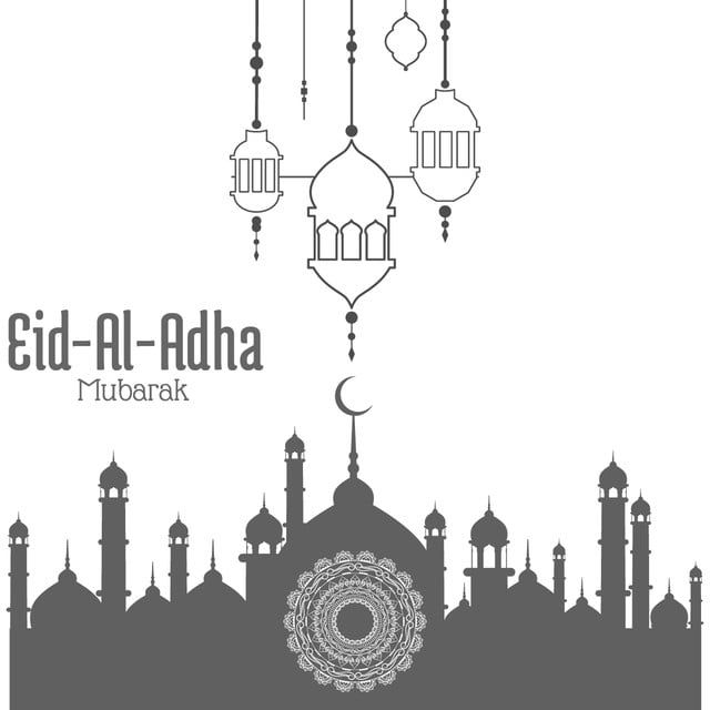 the eid - al - adha flyer is shown in black and white