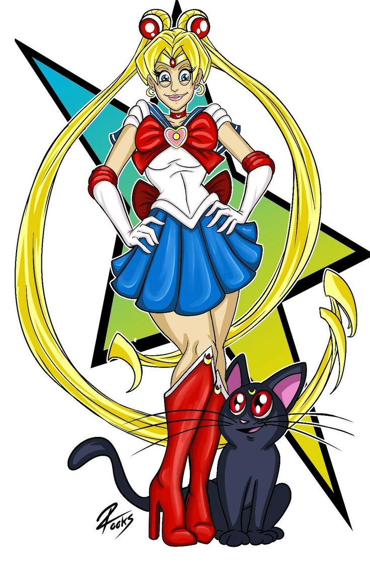 a drawing of a woman in a sailor costume with a cat sitting next to her