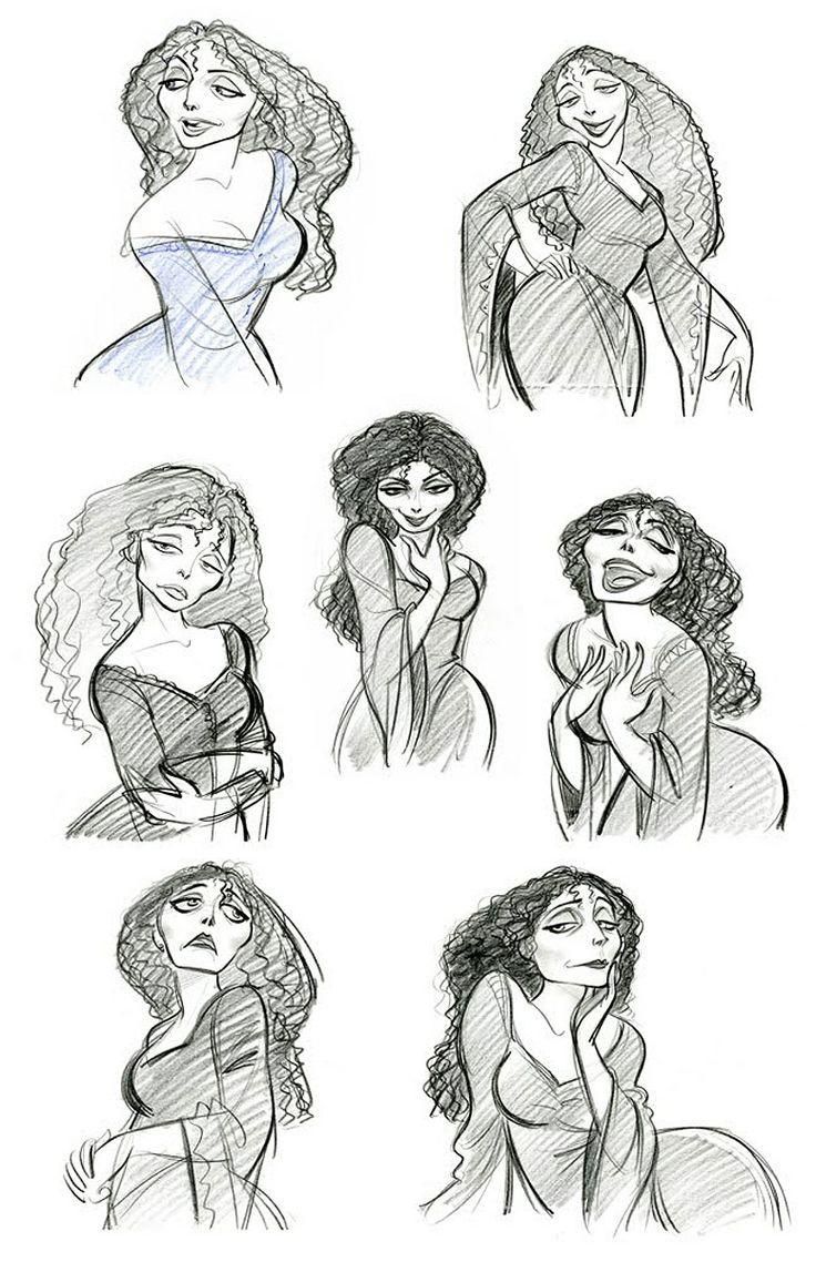 some drawings of different female characters from disney's beauty and the beast character sheet