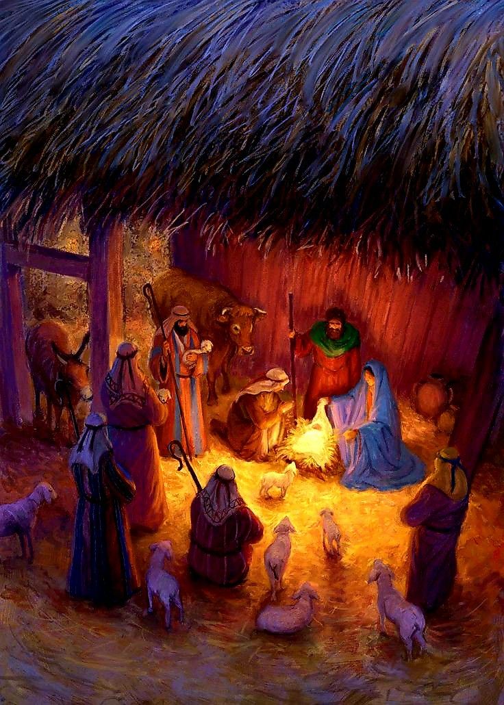 a nativity scene with baby jesus in the manger