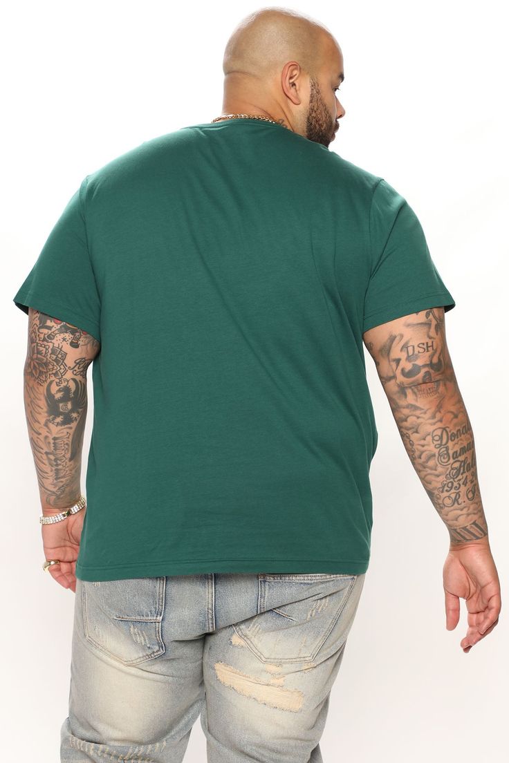 Model Height: 6'2 - Wearing Large Big & Tall: Height 6'3 - Wearing XXXL Available In Hunter Green, Black, White, Heather Grey, Pink, Blue, Royal, Yellow, Red, And Burgundy Crew Neck Short Sleeve 100% Cotton Imported California Proposition 65 WARNING: Cancer and Reproductive Harm - www.P65Warnings.ca.gov. | Mens Essential Short Sleeve Crew Tee Shirt in Hunter size 2XL by Fashion Nova Royal Yellow, Tall Height, White Heather, Mens Essentials, Hunter Green, Big & Tall, Model Height, Mens Tees, Heather Grey