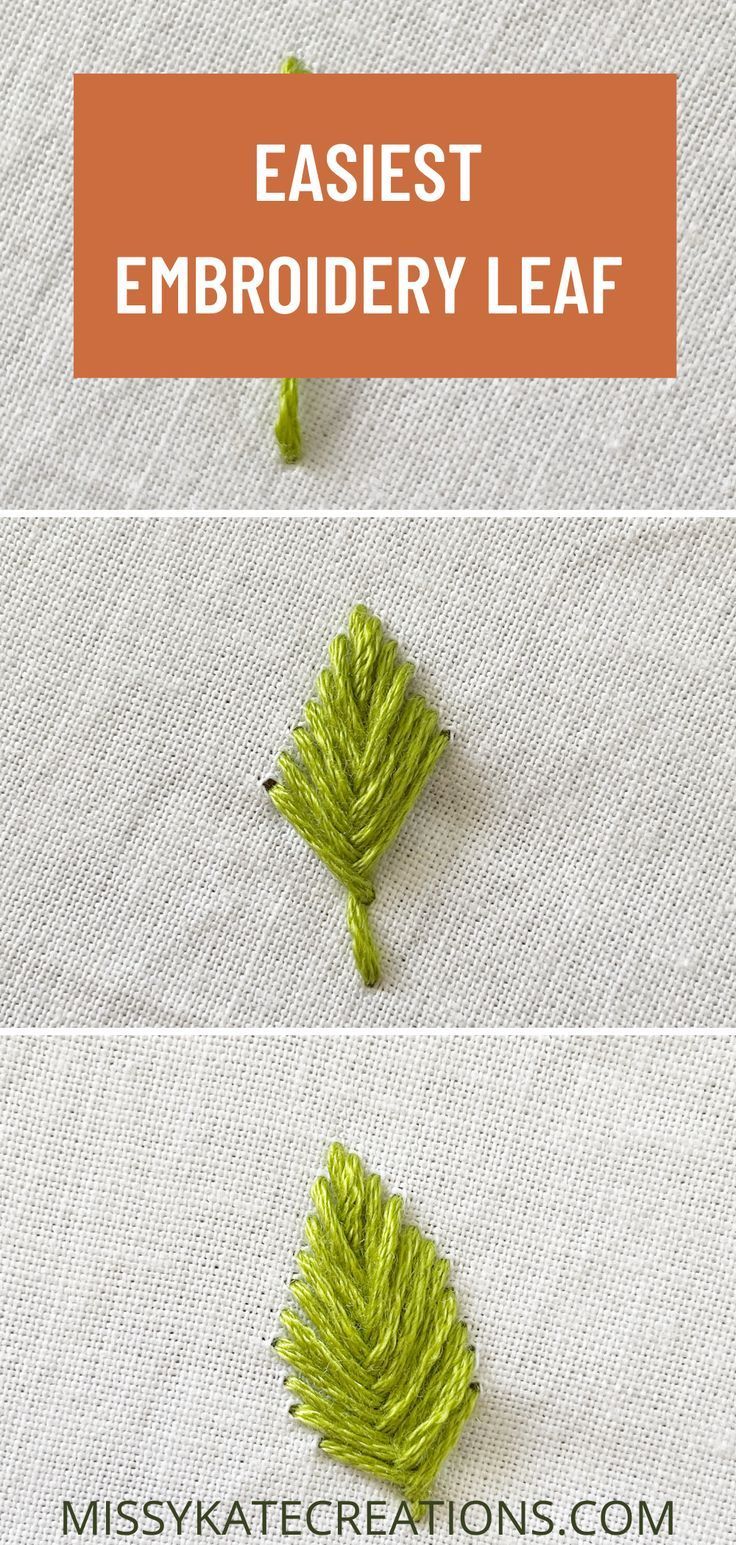 three pictures showing how to sew the ends of two different needles, one green and one red