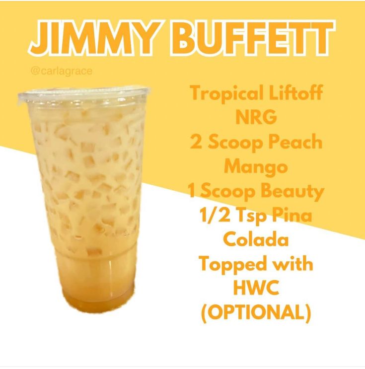 a plastic cup filled with liquid and topped with toppings for jimmy buffet tropical lift