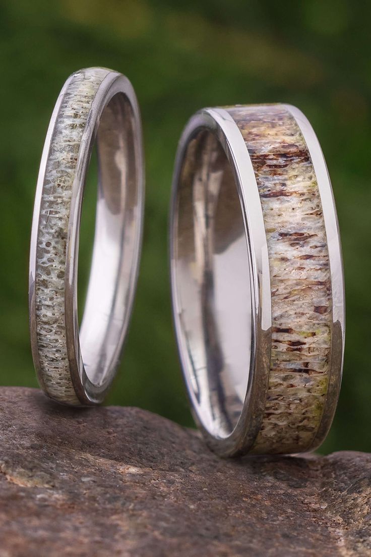 Matching Deer Antler Wedding Bands Deer Antler Ring Wedding Men, Deer Wedding Ring, Antler Themed Wedding, Antler Ring Men, Rustic Antler Wedding, Rustic Wedding Rings Set, Antler Engagement Ring, Deer Antler Wedding Rings, Deer Antler Wedding Band