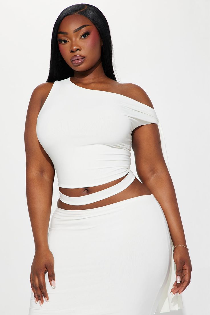 Available In Ivory And Black. Skirt Set Off Shoulder Top Sleeveless Tie Shoulder Midi Skirt Double Lined Stretch 95% Polyester 5% Spandex Imported | Kassie Skirt Set in Ivory size 3X by Fashion Nova Summer White Elastane Mini Skirt, White Elastane Summer Skirt, White Elastane Skirt For Summer, White Elastane Skirt For Party, White Elastane Party Skirt, White Elastane Summer Crop Top, White Elastane Crop Top For Summer, Black Skirt Set, Off Shoulder Top