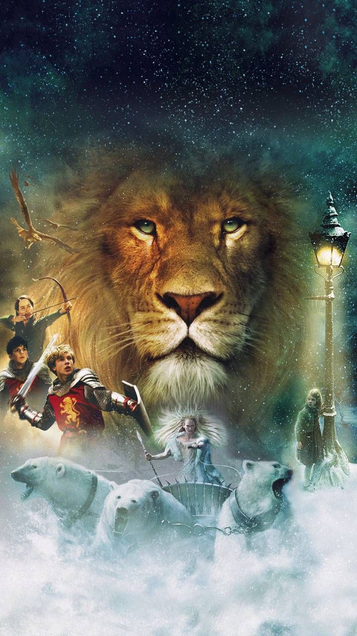 the lion, the witch and the wardrobe movie poster with an image of a man on a sleigh