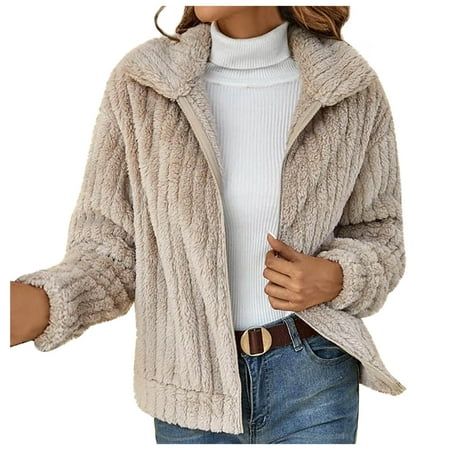 Chaleco Casual, Fluffy Cardigan, Estilo Chic, Teddy Jacket, Stylish Jackets, Cardigan Long, Turndown Collar, Samara, Womens Fleece