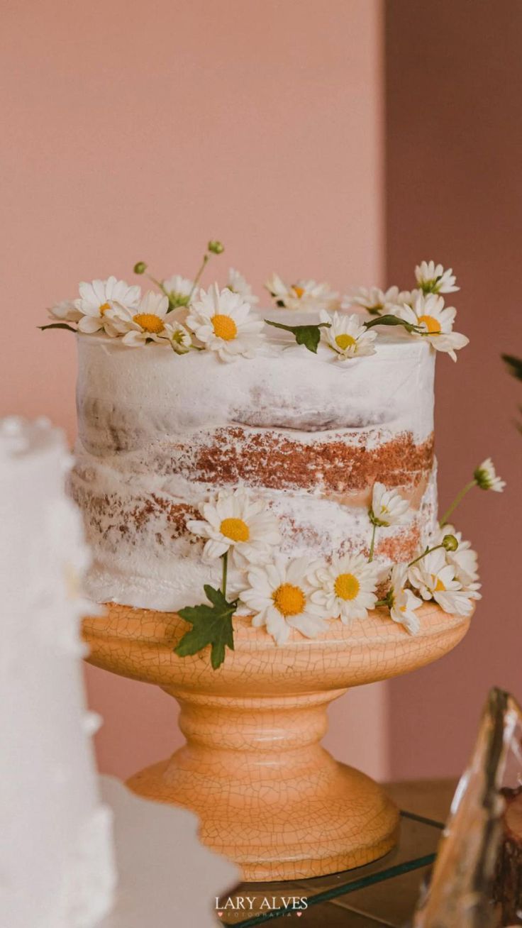 there is a cake with flowers on it