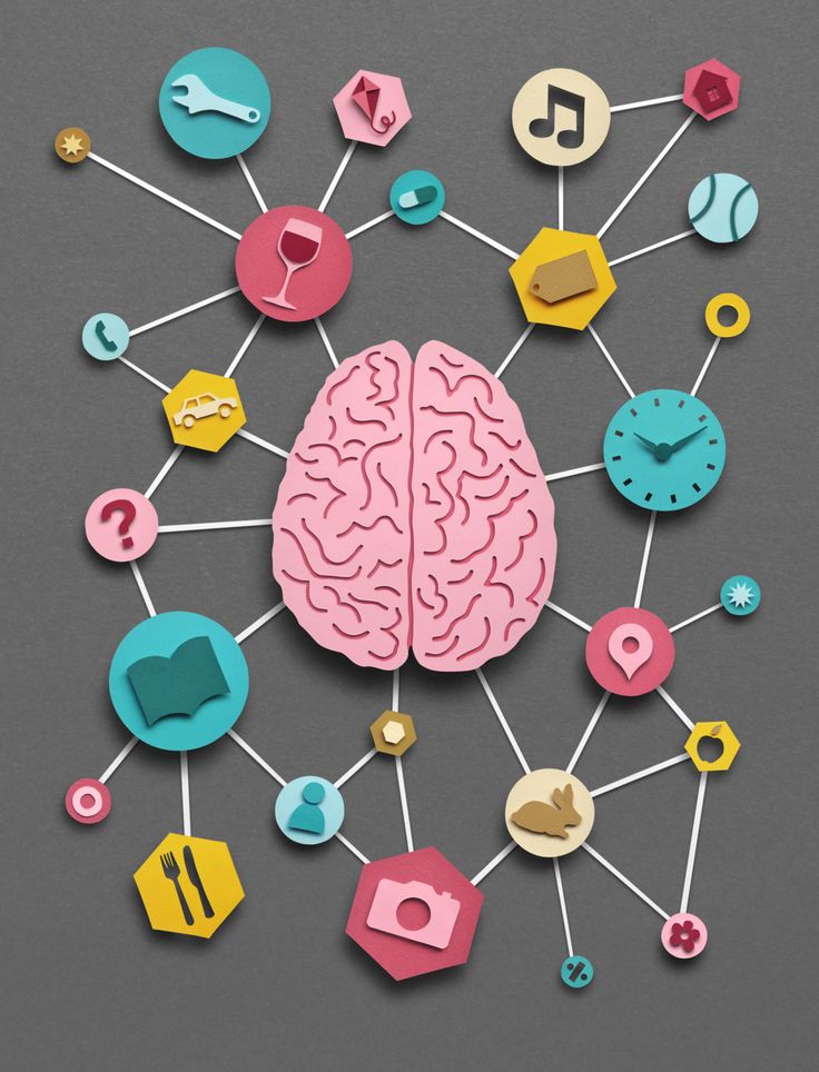 the brain is surrounded by colorful objects on grey background with text that reads, i love music