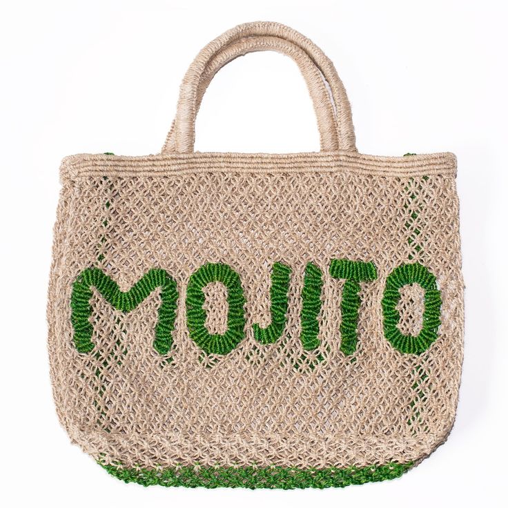 NAT/GREE Green Jute Bags With Braided Handles, Green Jute Shoulder Bag With Braided Handles, Green Jute Straw Bag For Daily Use, Green Rectangular Jute Shoulder Bag, Green Straw Tote Bag For Shopping, Green Straw Tote Bag With Leather Handles, Green Tote Straw Bag For Shopping, Green Jute Tote Beach Bag, Green Jute Tote Shoulder Bag