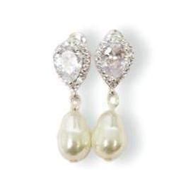 Exquisite Pearl Drop Teardrop Bridal Earrings, Elegant Pear-shaped Pearl Drop Bridal Earrings, Pear-shaped Cubic Zirconia Earrings With Pearl Drop, Luxury Gold-plated Pearl Drop Bridal Earrings, Art Deco Wedding Jewelry, White Pearl-embellished Teardrop Earrings, Modern Bridal Earrings, Metal Hair Accessories, Drop Pearl Earrings