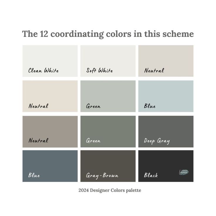 the 12 coordinating colors in this scheme