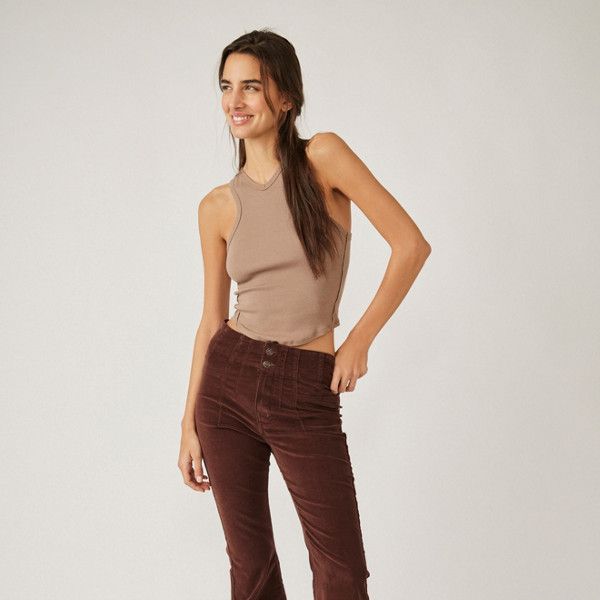 Jayde Corduroy Flare Pants Brown Bottoms With Frayed Hem For Fall, Fall Brown Bottoms With Frayed Hem, Fitted Brown Washed Bottoms, Fitted Washed Brown Bottoms, Fitted Distressed Pants For Fall, Distressed Brown Bottoms For Fall, Brown Washed Bottoms For Fall, Washed Brown Bottoms For Fall, Fall Washed Brown Bottoms