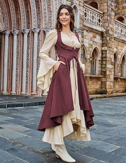 Amazon.com: Scarlet Darkness Women Renaissance Costume Underbust Pirate Peasant High Low Dress with Pockets : Clothing, Shoes & Jewelry Pirate Dress Pattern, Historical Pirate Clothing, Fantasy Dress Casual, Pirate Clothes Female, Pirate Dresses, Ren Faire Dress, Faire Dress, Scarlet Darkness, Sage Green Maxi Dress