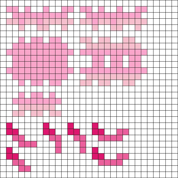 a cross stitch pattern with pink hearts