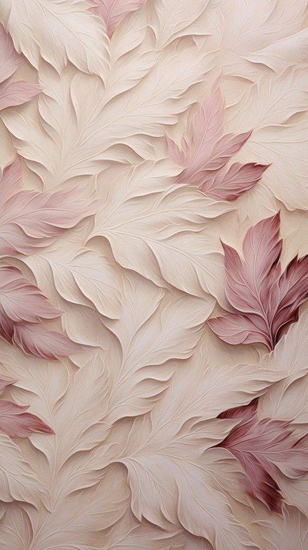 an artistic wallpaper with pink leaves on it