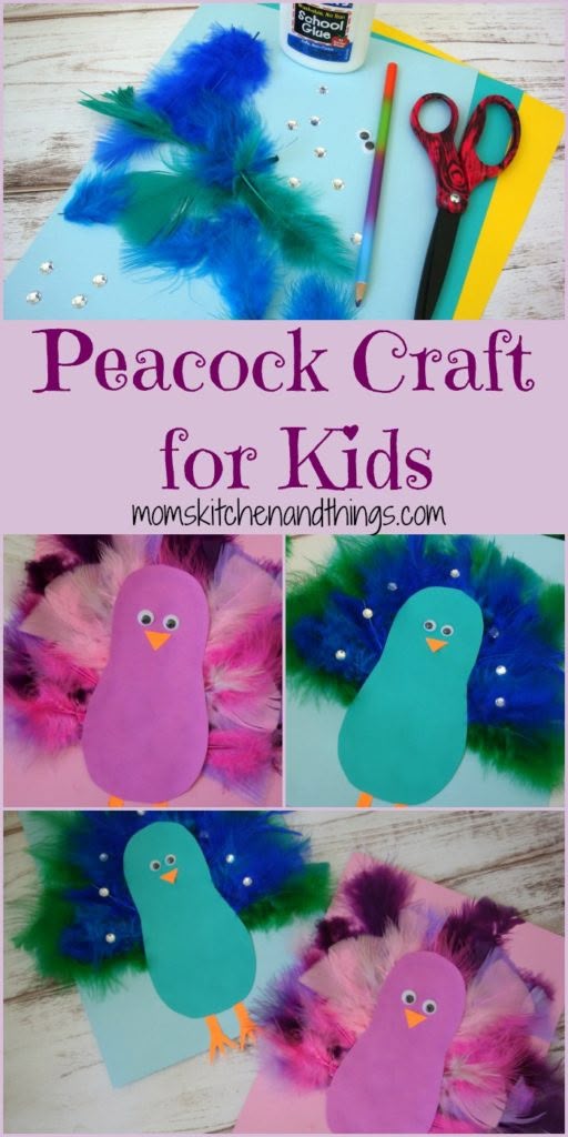 this is an easy and fun craft for kids to make with peacocks, feathers and glue