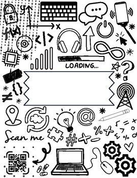 doodles are drawn in the shape of a laptop computer and various other things that can be seen on it