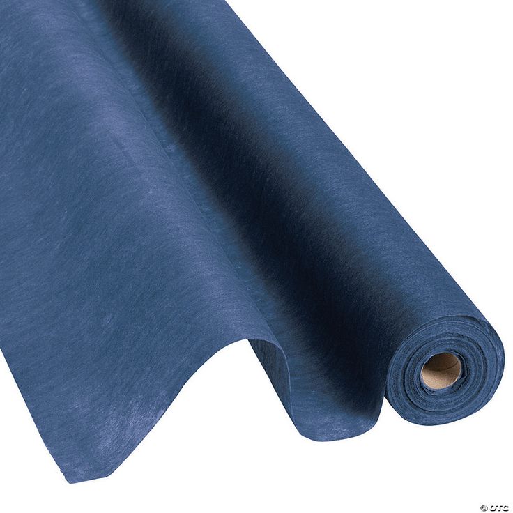 a roll of blue fabric on a white background