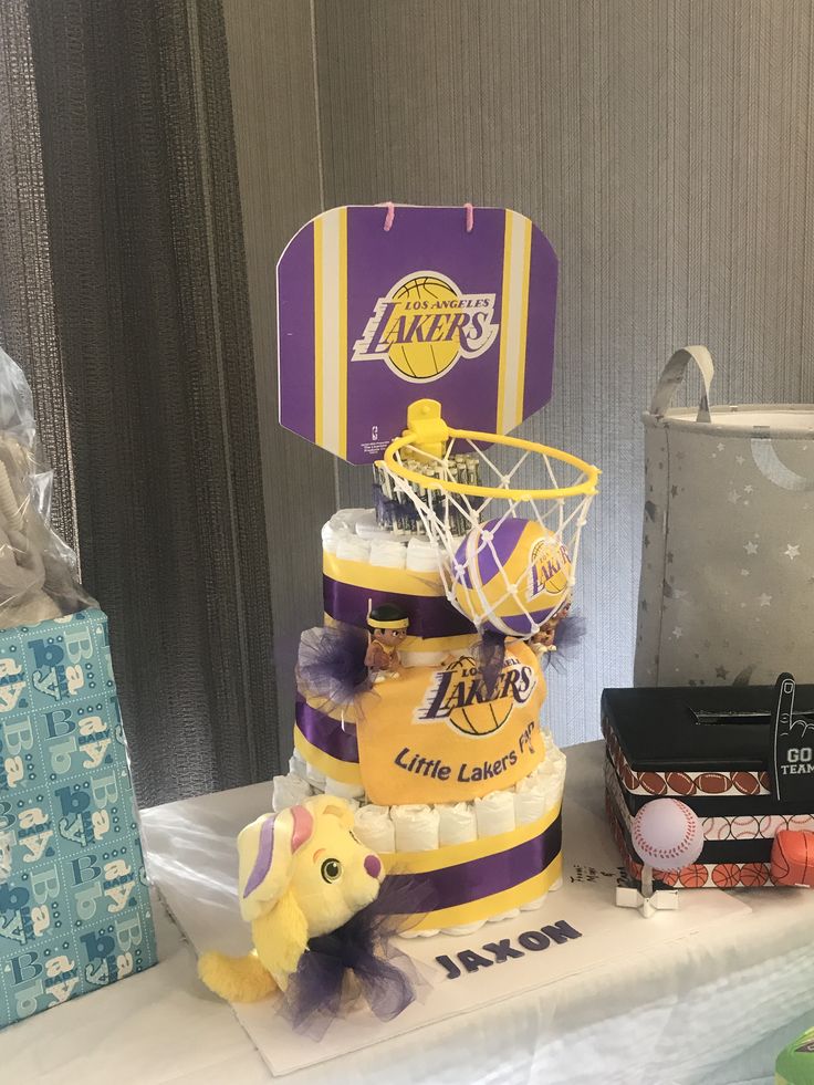 there is a cake made to look like a lakers jersey on top of a table