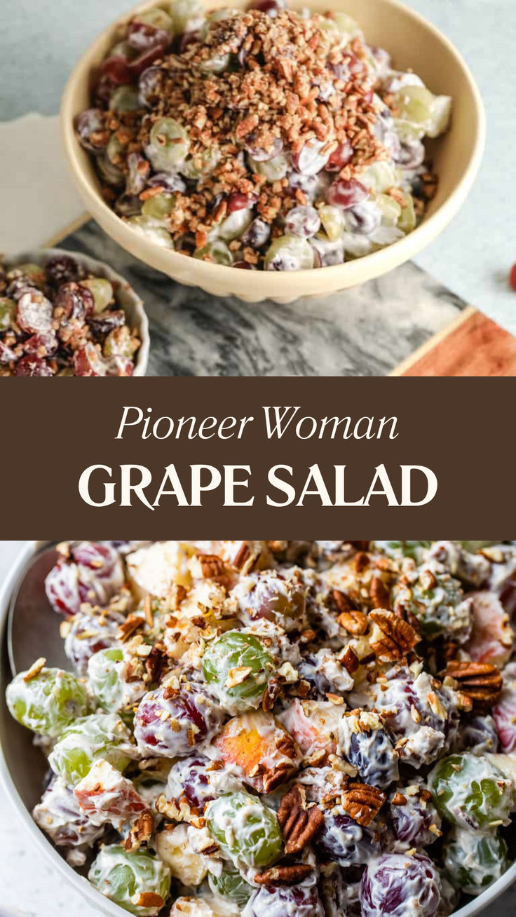 Pioneer Woman Grape Salad Souper Salad Gingerbread Recipe, Prosecco Grapes Pioneer Woman, Southern Grape Salad, Side Dishes Pioneer Woman, Green Grape Recipes Ideas, Pioneer Woman Salad Recipes, Recipes With Green Grapes, Purple Grapes Recipes, Grape Salad With Yogurt