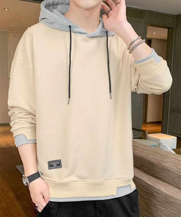 Material : Polyester Design: Hooded Decoration: D rawstring Style : Aesthetic Size (cm) Length Sleeve Chest Shoulder S 64 49.5 100 55.5 M 66 51 104 57 L 68 52.5 108 58.5 XL 70 54 112 60 XXL 72 55.5 116 61.5 3XL 74 57 120 63 4XL 76 58.5 124 64.5 Size (inch) Length Sleeve Chest Shoulder S 25.19 19.48 39.37 21.85 M 25.98 20.07 40.94 22.44 L 26.77 20.66 42.51 23.03 XL 27.55 21.25 44.09 23.62 XXL 28.34 21.85 45.66 24.21 3XL 29.13 22.44 47.24 24.80 4XL 29.92 23.03 48.81 25.39 Beige Cotton Sweatshirt For Streetwear, Beige Sweatshirt For Spring Streetwear, Spring Beige Sweatshirt For Streetwear, Beige Hooded Sweatshirt With Drawstring, Casual Beige Hoodie With Ribbed Cuffs, Spring Khaki Hoodie Sweatshirt, Khaki Long Sleeve Sweatshirt With Drawstring Hood, Beige Hoodie With Drawstring, Hooded Khaki Cotton Sweatshirt