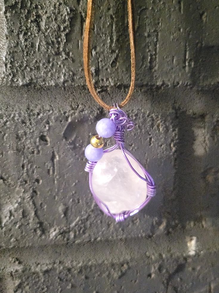 Beautiful purple Jade & white Brazilian agate crystal pendant necklace. Amethyst Crystal Healing Necklace With Round Pendant, White Amethyst Spiritual Necklace, White Rose Quartz Jewelry For Jewelry Making, Spiritual White Amethyst Necklace, Agate Round Pendant Crystal Necklace For Healing, Quartz Natural Stones Necklace As Gift, Quartz Necklaces With Natural Stones As Gift, Quartz Natural Stones Necklace For Gift, Quartz Necklace With Natural Stones For Gift