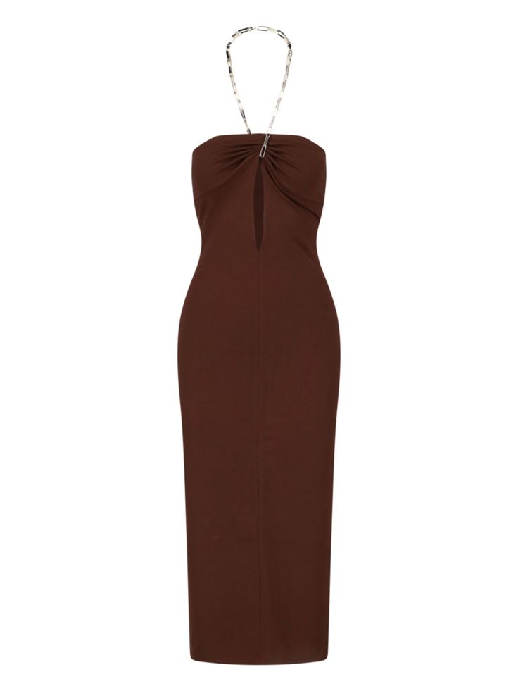 68% Rayon, 27% Polyamide, 5% Elastane Elegant Brown Bodycon Dress For Date Night, Elegant Brown Bodycon Dress For Night Out, Elegant Brown Midi Dress For Night Out, Elegant Brown Midi Bodycon Dress, Brown Midi-length Bodycon Dress For Evening, Elegant Brown Maxi Dress For Evening, Elegant Brown Mini Dress For Formal Occasions, Brown Midi Length Bodycon Dress For Evening, Elegant Brown Midi Dress For Evening