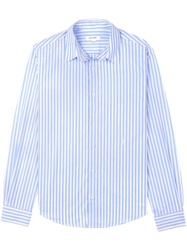 sky blue/white cotton vertical stripe pattern embroidered logo to the front mother-of-pearl buttons classic collar front button fastening long sleeves buttoned cuffs curved hem When buying this unisex item, keep in mind that it is graded in standard men's sizing. City Dress, Sporty And Rich, Iconic Bags, Summer Beach Wear, Mother Of Pearl Buttons, Pearl Buttons, Flat Boots, Ballet Flat Shoes, Lady Dior