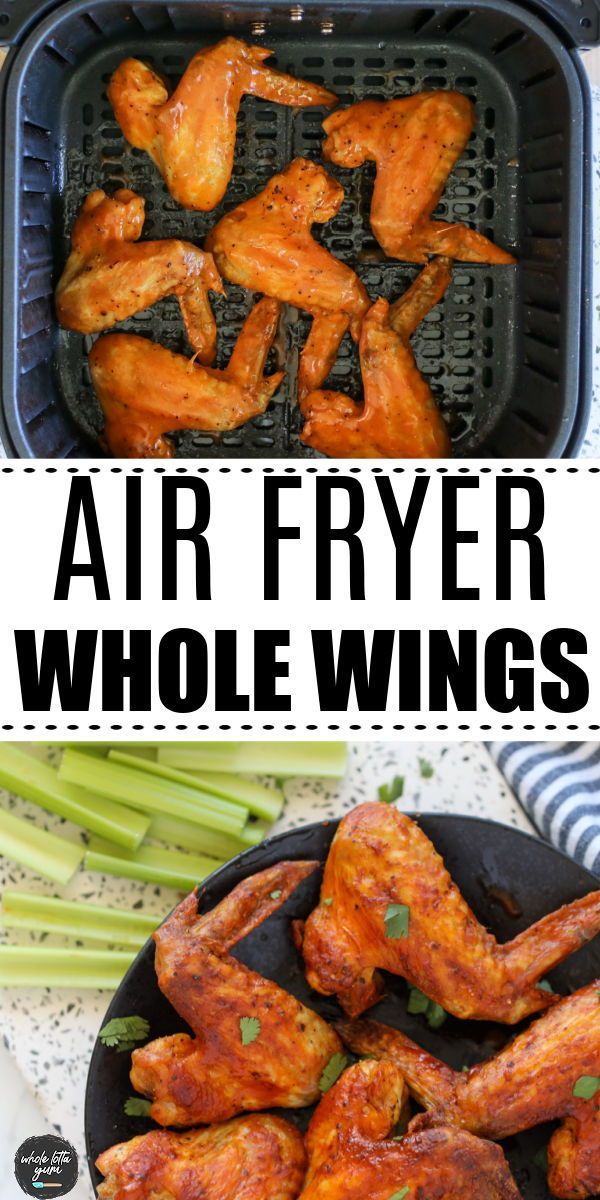 air fryer whole wings with text overlay