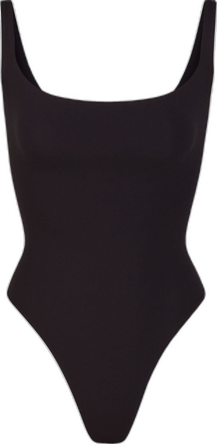 Elegant Solid Color Bodysuit With Square Neck, Sleek Bodysuit With Scoop Back For Swimming, Elegant Fitted Bodysuit With Scoop Back, Elegant Stretch Swimwear With Scoop Back, Elegant Scoop Back Stretch Swimwear, Elegant Fitted Square Neck Bodysuit, Black Scoop Neck Short Sleeve Bodysuit, Elegant Fitted Bodysuit With Square Neck, Fitted Backless Bodysuit With Solid Back