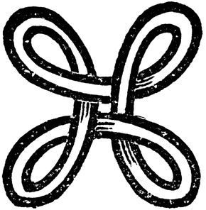 an image of a knot in the shape of a cross, vintage line drawing or engraving illustration