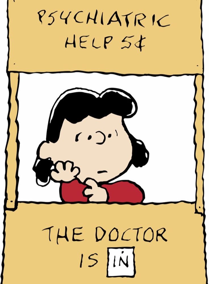 the doctor is in poster with peanuts on it