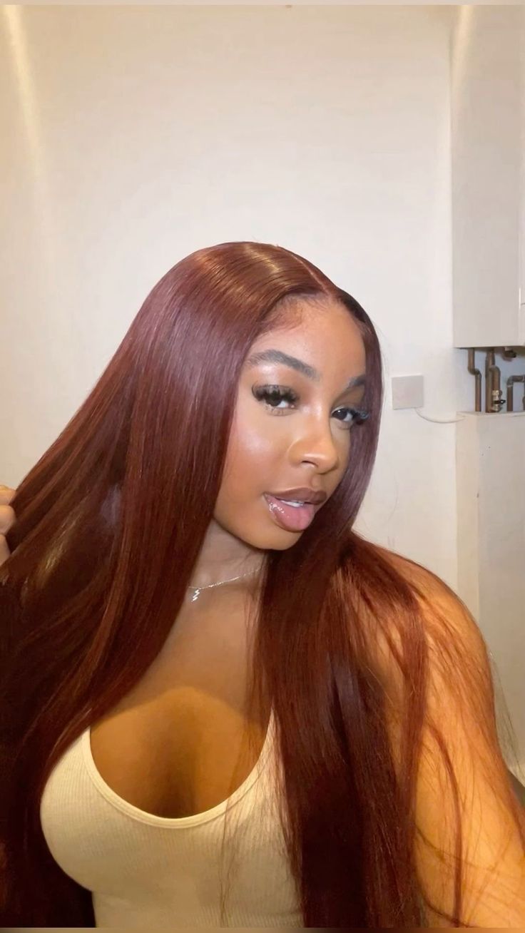 Auburn Hair Black Women, Wig Websites, Brown Weave, Ginger Hair Color, Hair Laid, Auburn Hair, Front Lace Wigs Human Hair, Human Hair Wig, Hair Inspo Color