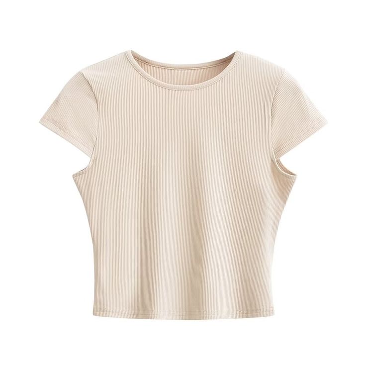 Introducing our Round Neck Cropped Tee, the ultimate blend of casual and basic style. This slim-fit top, crafted from high-quality polyester, offers a comfortable and flattering look. The solid pattern and ribbed element add a touch of sophistication to this wardrobe essential. Designed with a trendy crew neckline and regular short sleeves, this cropped tee is perfect for summer. Whether you're pairing it with high-waisted jeans or a cute skirt, this versatile piece is a must-have for effortless Winter Bottoms, High Waist Short, Plaid Pullover, Rib Top, Womens Mary Janes, Basic Fits, Beige Shoes, Vest Coat, Ankle Strap Pumps