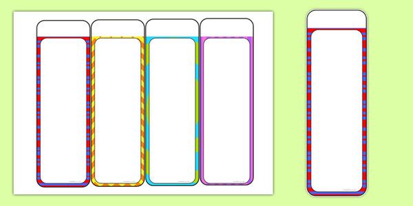 four blank labels with different colors and shapes are shown in the same row, one is empty