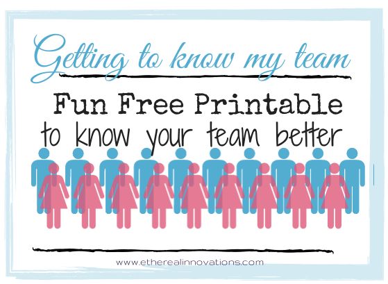 a poster with the words getting to know my team fun free printable to know your team better