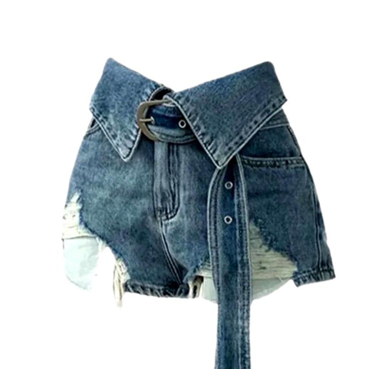 Be a trendsetter and add a touch of aged-vibe rock-n-roll to your wardrobe this summer with our 2023 Summer Collection's Women's Denim Shorts! Boasting a distressed, skinny, mid-waist fit with a zipper and button closure, these shorts are sure to make a statement.Distinctive Features: Grunge Style: Turn heads with a vintage-inspired, trendsetting alternative style. Distressed Look: Uncover an air of laid-back allure with a distressed, pre-owned-in look. Skinny Fit: Showcase your curves and be th Wwe Outfits, Upcycled Denim Jacket, Women Denim Shorts, Outfit Oversize, Preformance Outfits, Long Denim Skirt, Concept Clothing, Alternative Style, Pretty Shorts