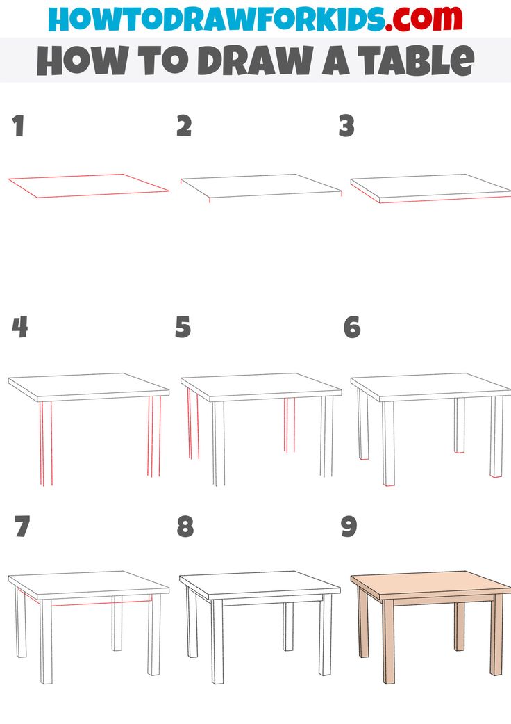 how to draw a table for kids with step by step instructions on how to draw