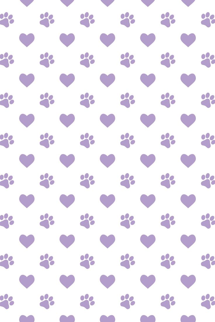 a white background with purple hearts and paw prints