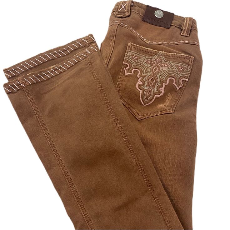 Brown With Pink Embroidery. New With Tags. Brown Flares, Womens Flare Jeans, Western Jeans, Brown Jeans, Denim Flare Jeans, Flare Denim Jeans, Brown Pants, Flare Leg Jeans, Embroidered Jeans