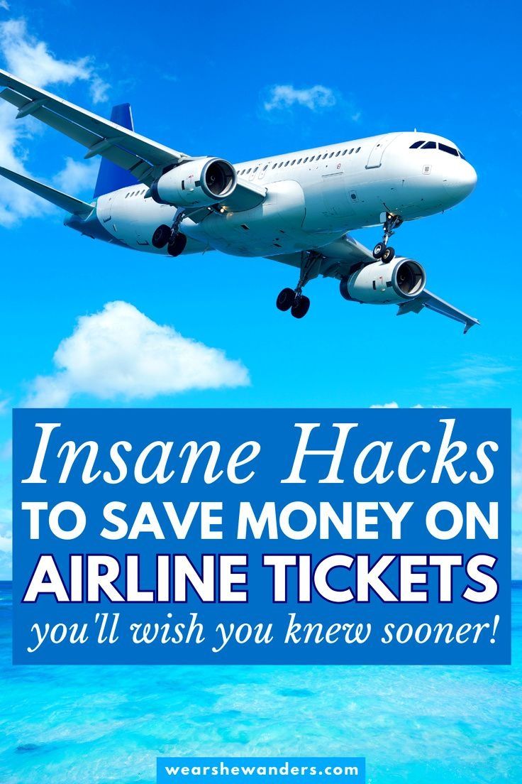 an airplane flying over the ocean with text that reads, insane hacks to save money on airline tickets you'll wish you knew some